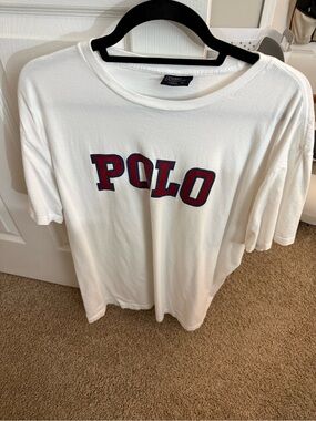 Polo by Ralph Lauren White Tee with Red & Navy Lettering men’s xl